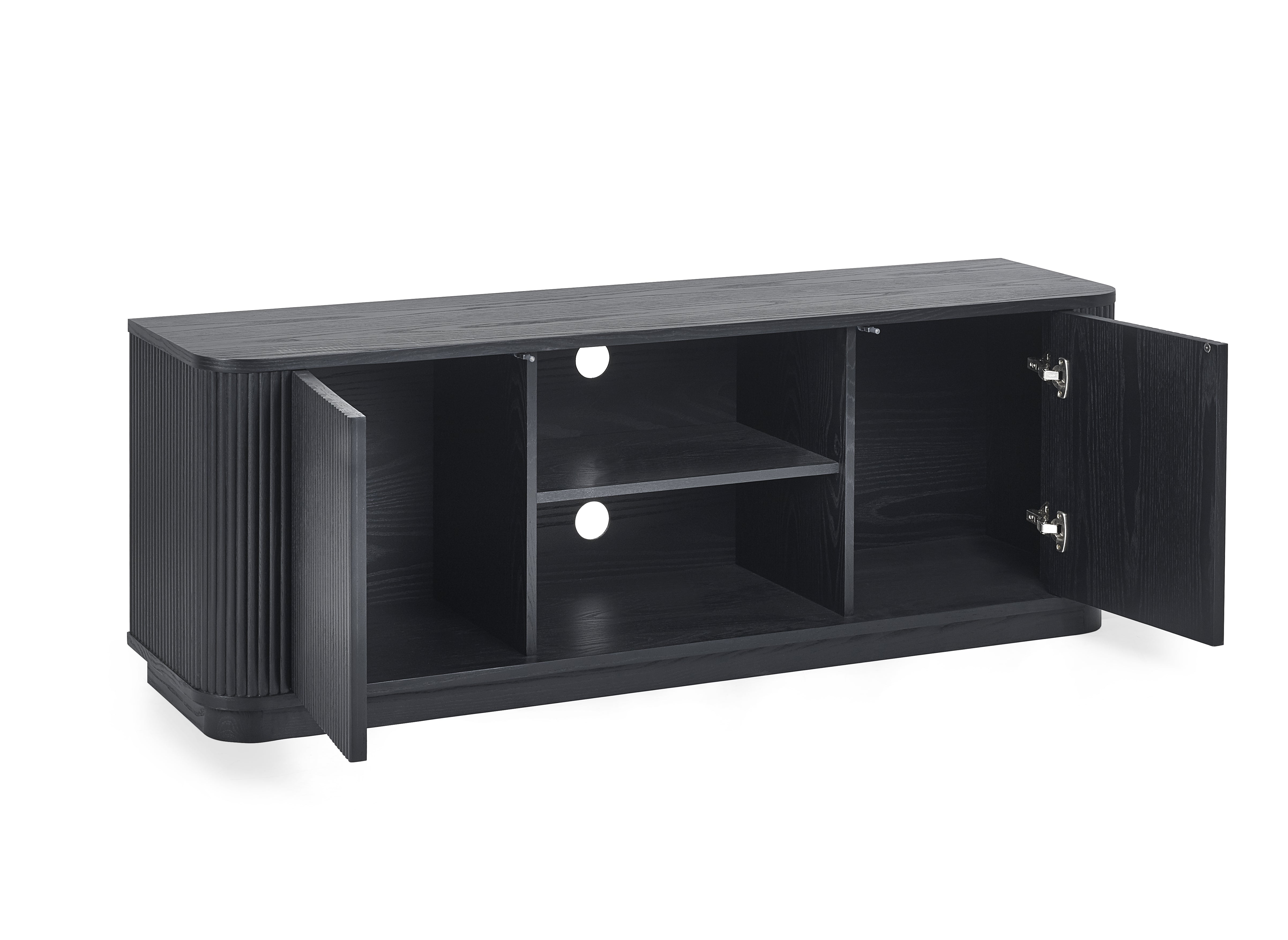 Como Fluted Black Wood TV Unit